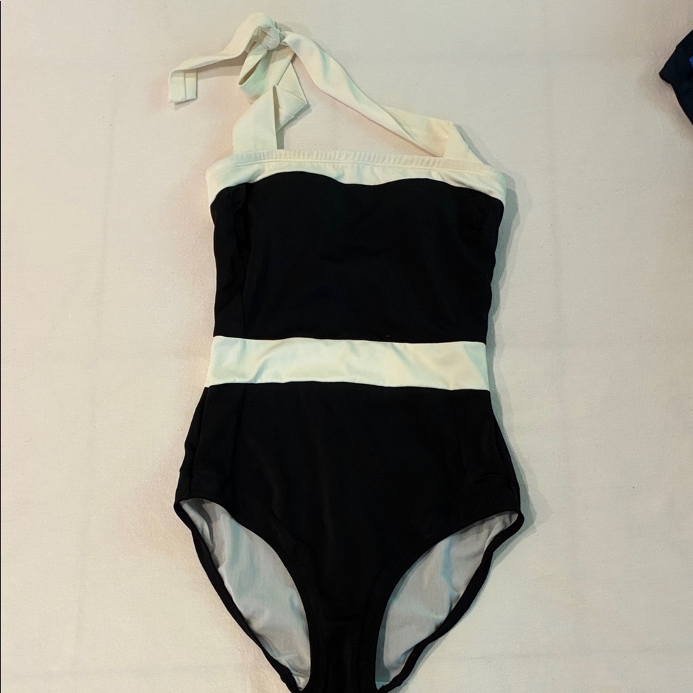 Boden Black and Cream One Piece Swimsuit